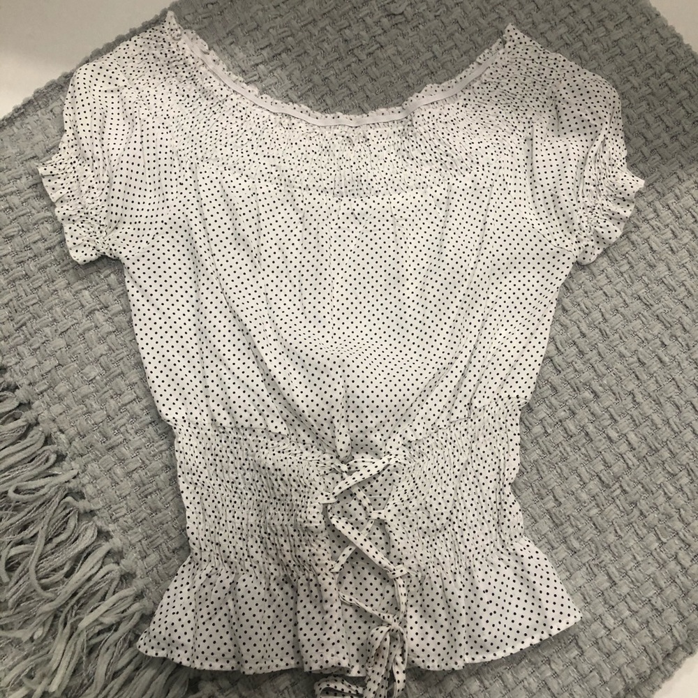 Cute polka dot white top